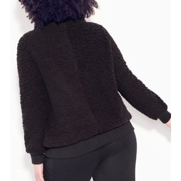 NWT ZIM & ZOE Teddy Fleece Sweat Top - black Size 14‎ - Picture 2 of 9
